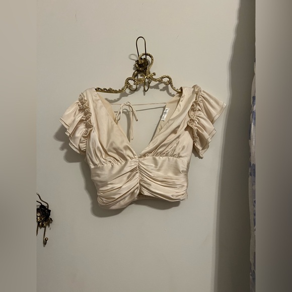 Fab’rik Cream Flutter Sleeve Top - Picture 3 of 5